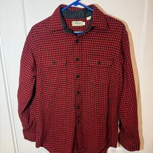 Vintage LL Bean Buffalo Plaid Wool Flannel Chamois. Made in USA, Outdoor Hunting